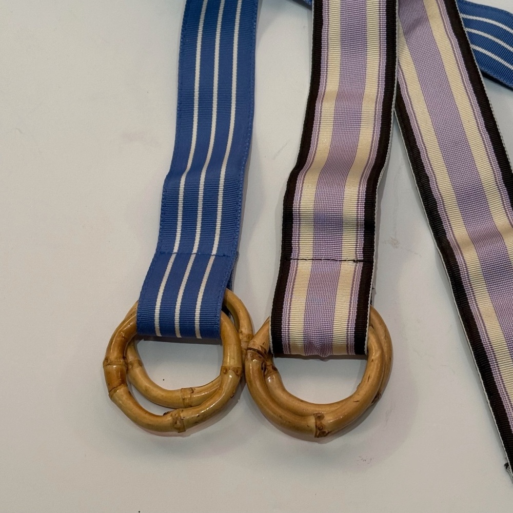 2 J Crew Grosgrain Belts with Bamboo Buckle